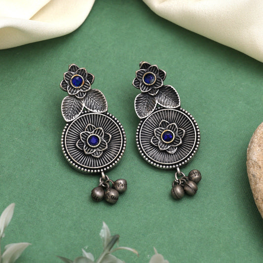 Gorgeous Blue Color Oxidised Earrings For Stylish Ethnic Dresses