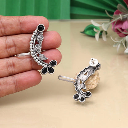 Unique Black Color Oxidised Ear Cuff Earrings For Fashion Lovers