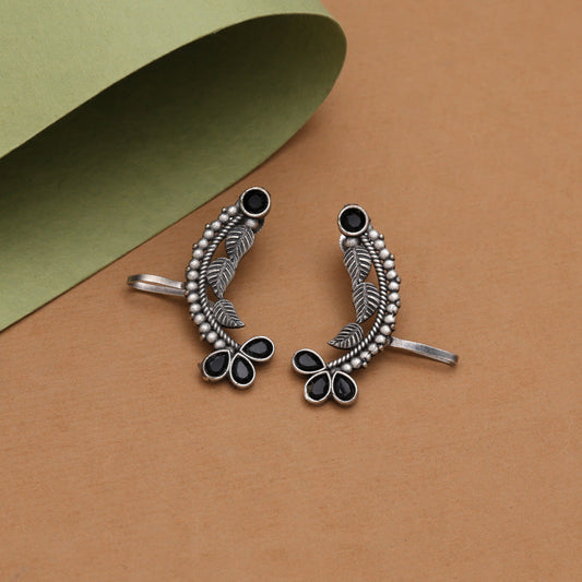 Unique Black Color Oxidised Ear Cuff Earrings For Fashion Lovers