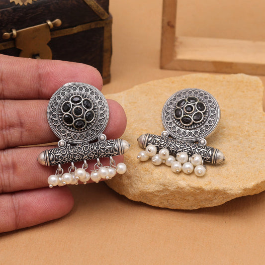 Black Color Oxidised Fashion Earrings For Festive And Daily Fashion Style