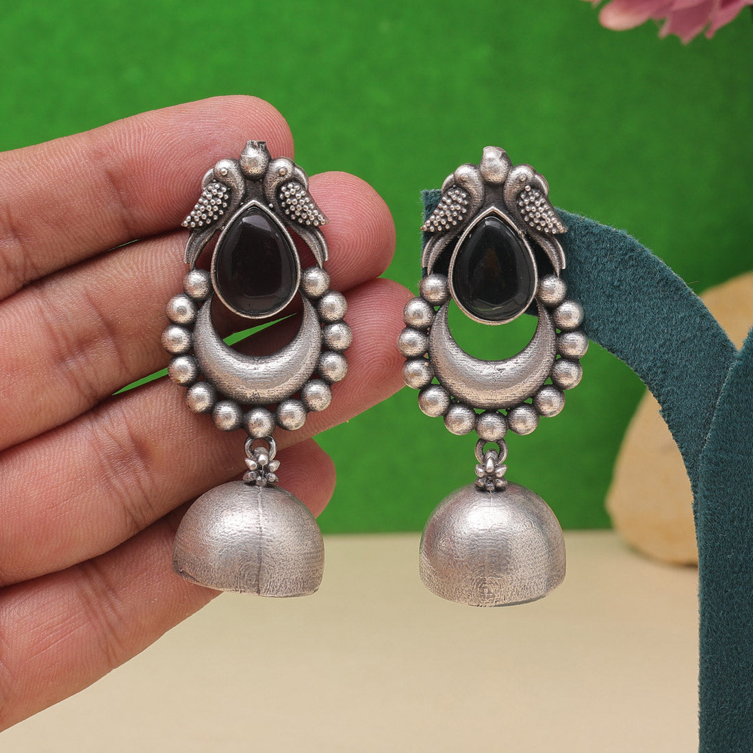 Black Color Oxidised Fashion Earrings For Night Parties Or Ethnic Events
