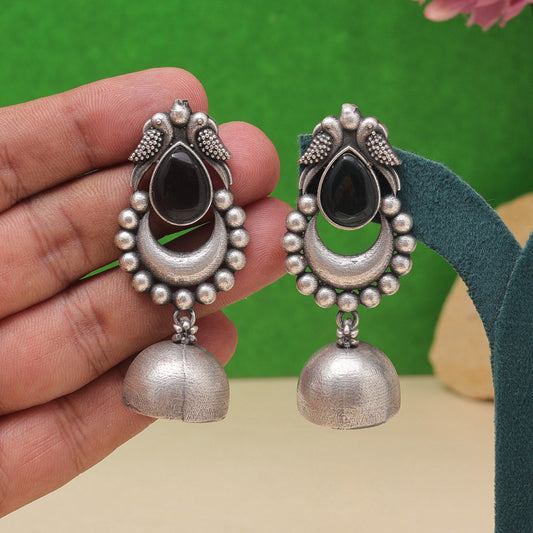 Black Color Oxidised Fashion Earrings For Night Parties Or Ethnic Events