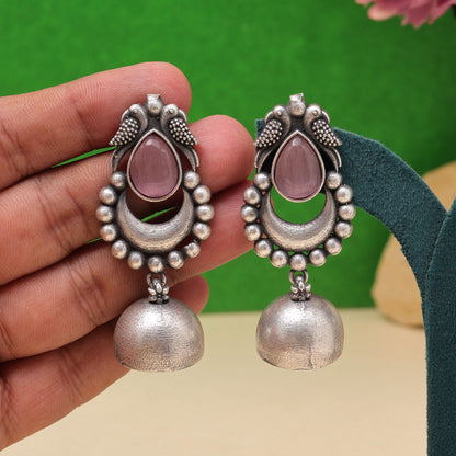 Pink Color Oxidised Fashion Earrings For Minimal Yet Bold Statement Look