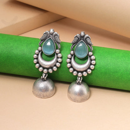 Sky Blue Color Oxidised Fashion Earrings For A Cool Festive Vibe