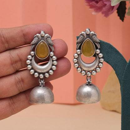 Yellow Color Oxidised Fashion Earrings For Bright Ethnic Daytime Wear