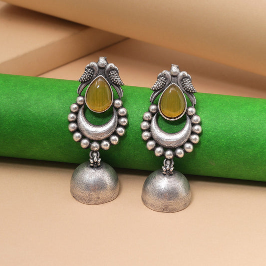 Yellow Color Oxidised Fashion Earrings For Bright Ethnic Daytime Wear