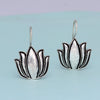 Lotus Oxidised Silver Plated Stud Dangler Earrings (GSE472SLV)