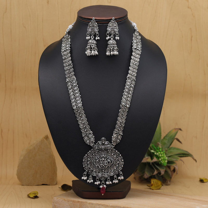 Rani Color Oxidised Long Necklace Set (GSN2016RNI)