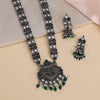 Green Color Oxidised Long Necklace Set (GSN2017GRN)