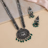 Green Color Oxidised Long Necklace Set (GSN2018GRN)