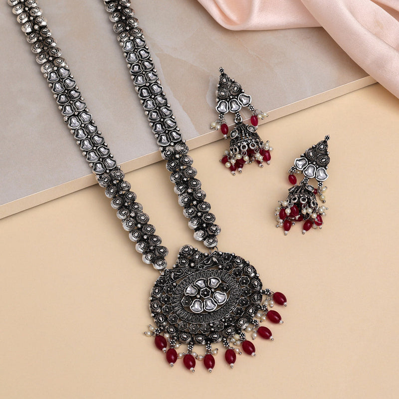 Rani Color Oxidised Long Necklace Set (GSN2018RNI)