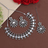 Silver Color Oxidised Kundan Necklace Set (GSN2027SLV)