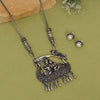 Silver Color Lord Radha Krishna Oxidised Necklace Set (GSN2028SLV)