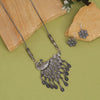 Silver Color Peacock Inspired Oxidised Necklace Set (GSN2035SLV)