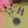 Silver Color Oxidised Necklace Set (GSN2051SLV)