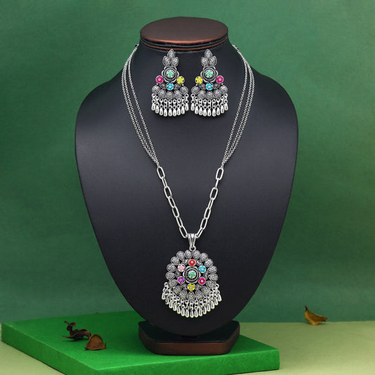 Assorted Color Oxidised Necklace Set (GSN2057MLT)