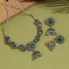 Multi Color Peacock Feather Oxidised Necklace Set (GSN2058MLT)