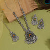 Multi Color Peacock Feather Oxidised Necklace Set (GSN2060MLT)