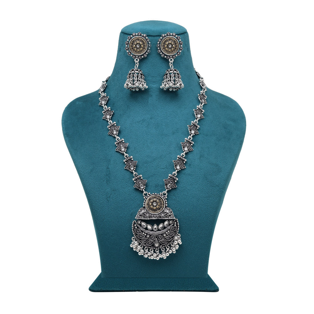 Gold & Silver Color Oxidised Necklace Set (GSN2078GS)