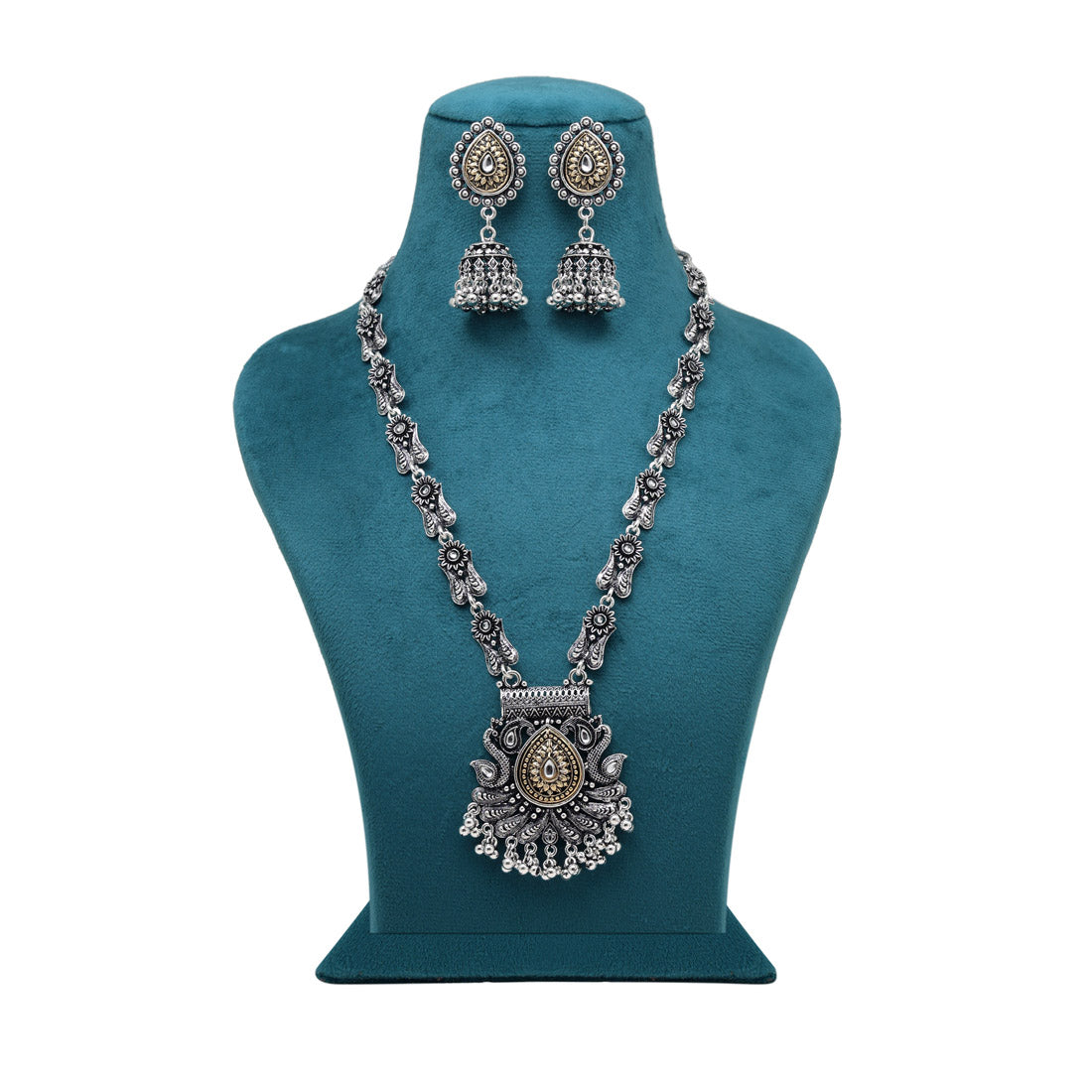 Gold & Silver Color Oxidised Necklace Set (GSN2080GS)