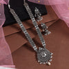 Silver Color Long Oxidised Necklace Set