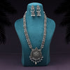 Silver Color Long Oxidised Necklace Set