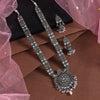 Silver Color Long Oxidised Necklace Set