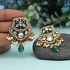 Green Color kundan American Diamond Earrings (HOJE102GRN)