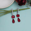 Red Color American Diamond Earrings (HOJE103RED)