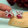 Ruby Color American Diamond Earrings (HOJE105RUBY)