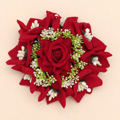 Red Color Rose Floral Hair Juda//Bun (HRP196RED)