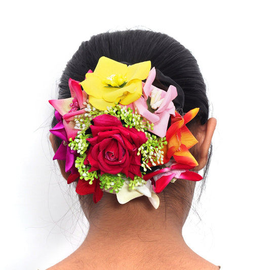 Multi Color Rose Floral Hair Juda//Bun (HRP198MLT)