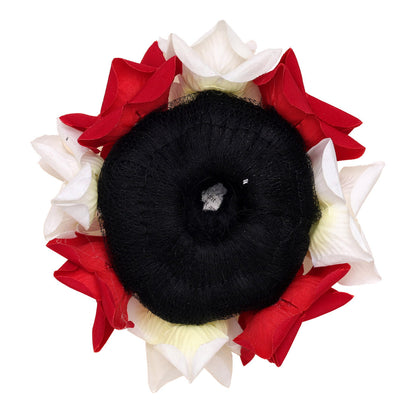 Red & White Color Rose Floral Hair Juda//Bun (HRP201REDWHT)