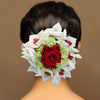 Maroon & White Color Rose Flower Hair juda//Bun (HRP215MRNWHT)