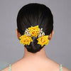 Yellow Color Rose Flower Gajra For Women Hair Pin (HRP218YLW)