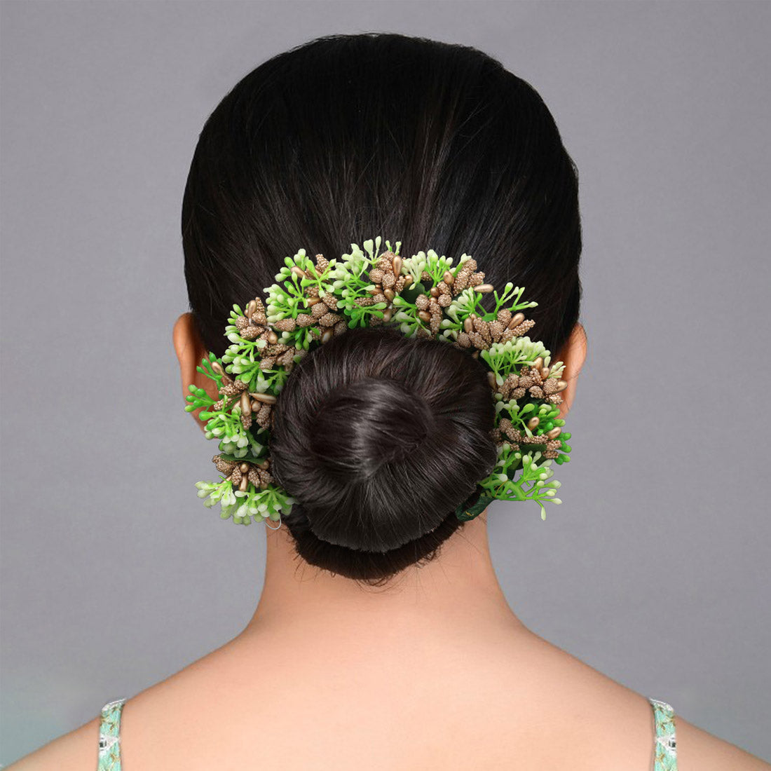 Gold Color Flower Gajra For Women Hair Pin (HRP221GLD)