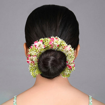 Pink Color Flower Gajra For Women Hair Pin (HRP222PNK)