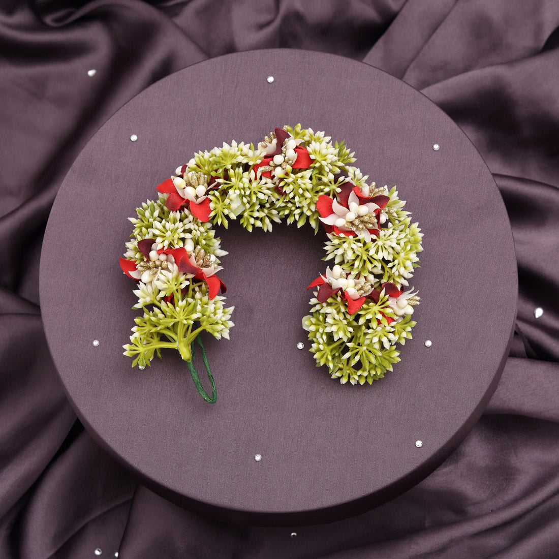 Red Color Flower Gajra For Women Hair Pin (HRP222RED)