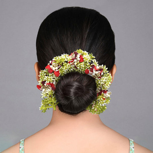 Red Color Flower Gajra For Women Hair Pin (HRP222RED)
