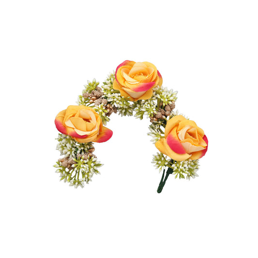 Orange Color Rose Flower Gajra For Women Hair Pin (HRP223ORG)
