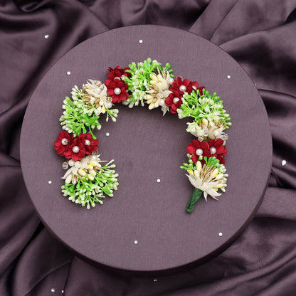 Maroon Color Flower Gajra For Women Hair Pin (HRP224MRN)