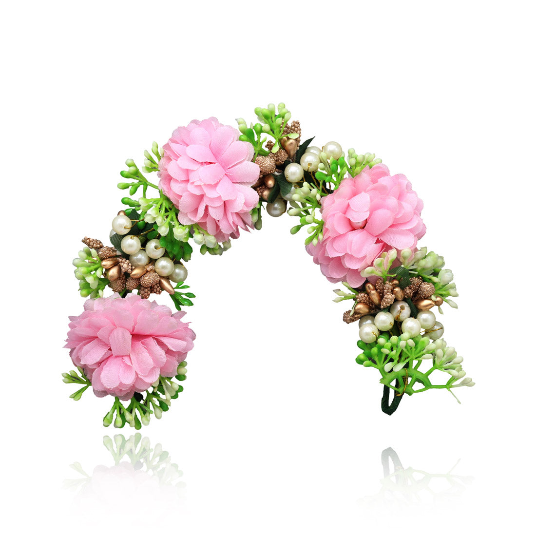 Pink Color Rose Flower Gajra For Women Hair Pin (HRP228PNK)