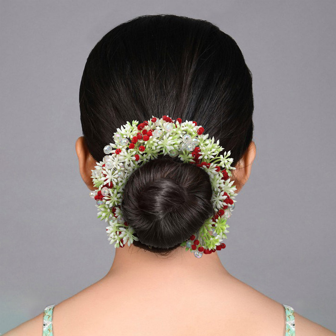 Red Color Flower Gajra For Women Hair Pin (HRP233RED)