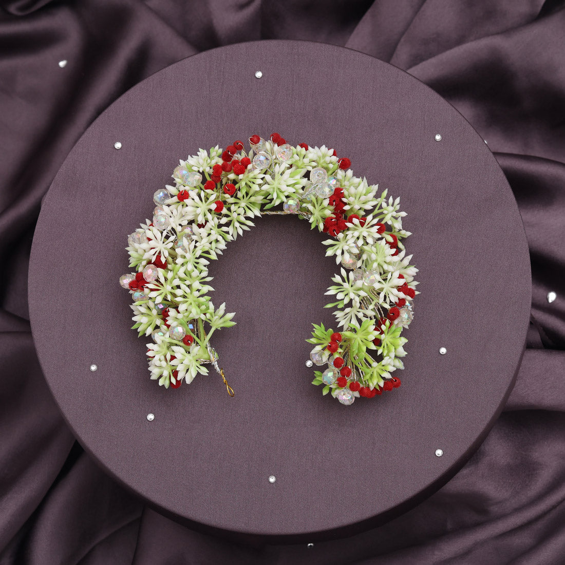 Red Color Flower Gajra For Women Hair Pin (HRP233RED)