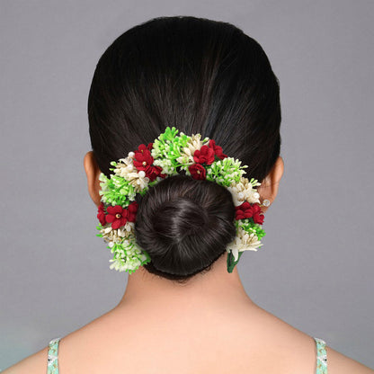 Red Color Flower Gajra For Women Hair Pin (HRP261RED)