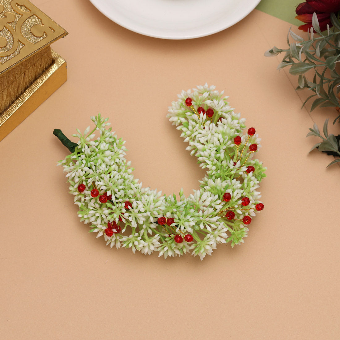 Red Color Flower Gajra For Women Hair Pin (HRP262RED)
