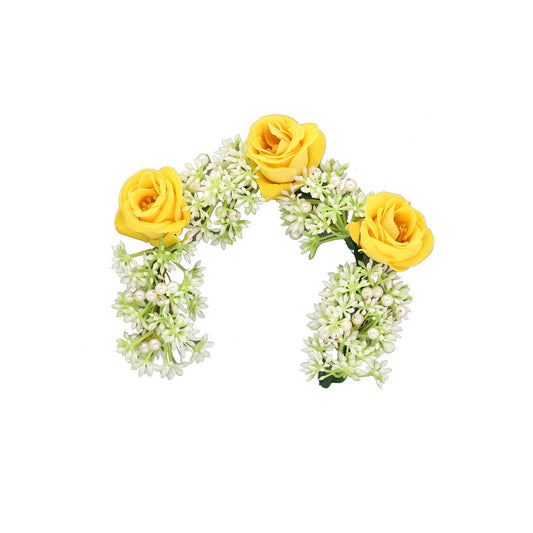 Yellow Color Flower Gajra For Women Hair Pin (HRP263YLW)