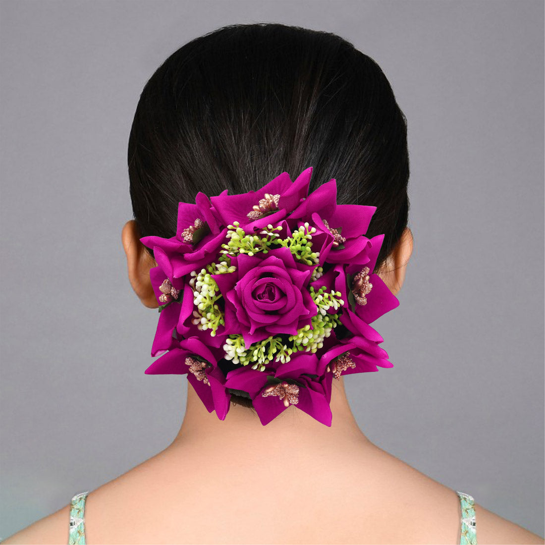 Purple Color Rose Flower Hair juda//Bun (HRP264PRP)
