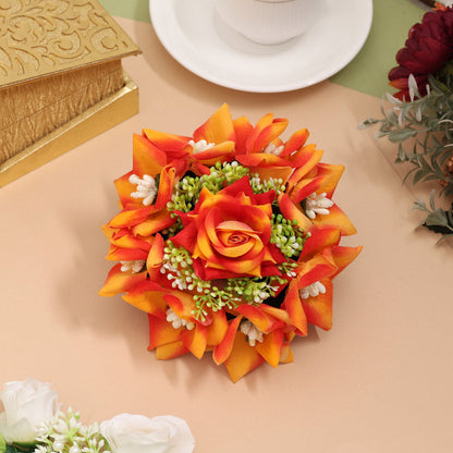 Orange Color Rose Flower Hair juda//Bun (HRP266ORG)