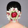 Rani & White Color Rose Flower Hair juda//Bun (HRP267RNIWHT)